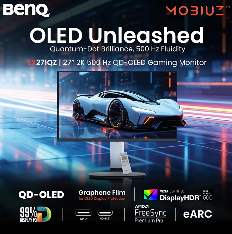 BenQ представила Mobiuz EX271QZ с QD-OLED-панелью на 500 Гц